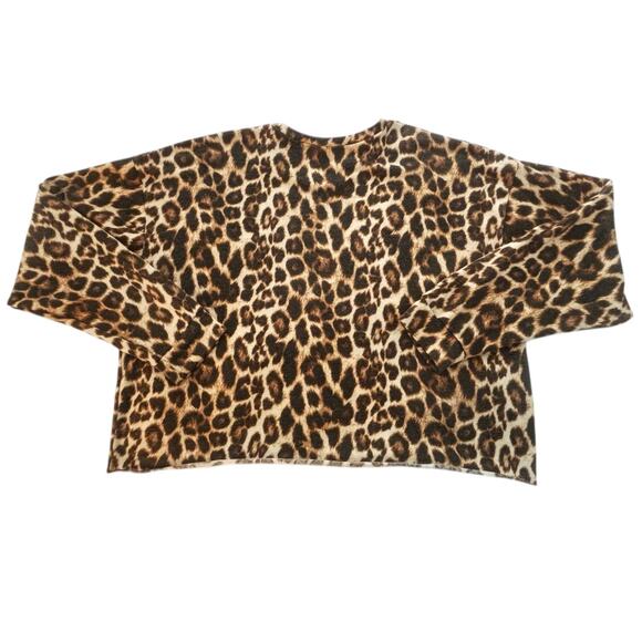 ANTISTAR Cheetah Print Long Sleeve Cropped Shirt Womens Size L - Picture 6 of 6